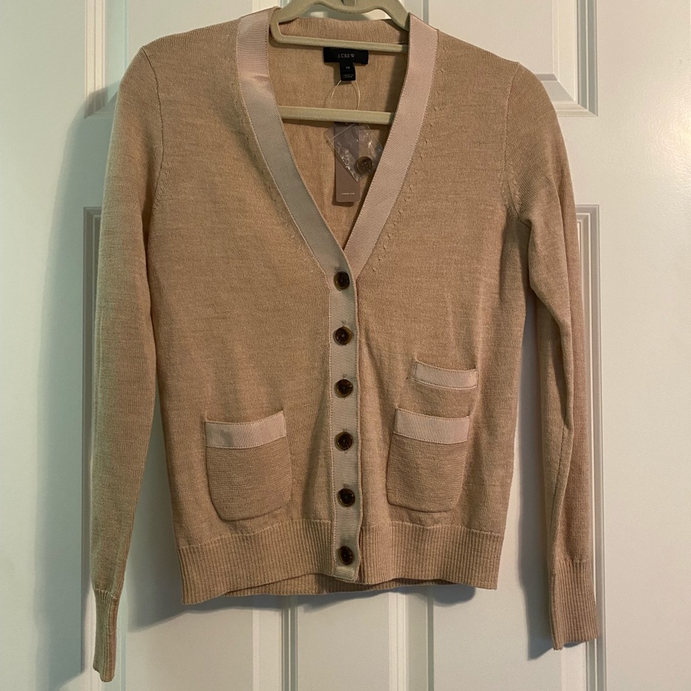 New with Tags J.Crew Cardigan, Size: XS, Color: Tan, 100% Wool